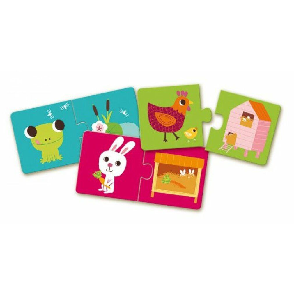 djeco Puzzle Tierhäuser 12x
