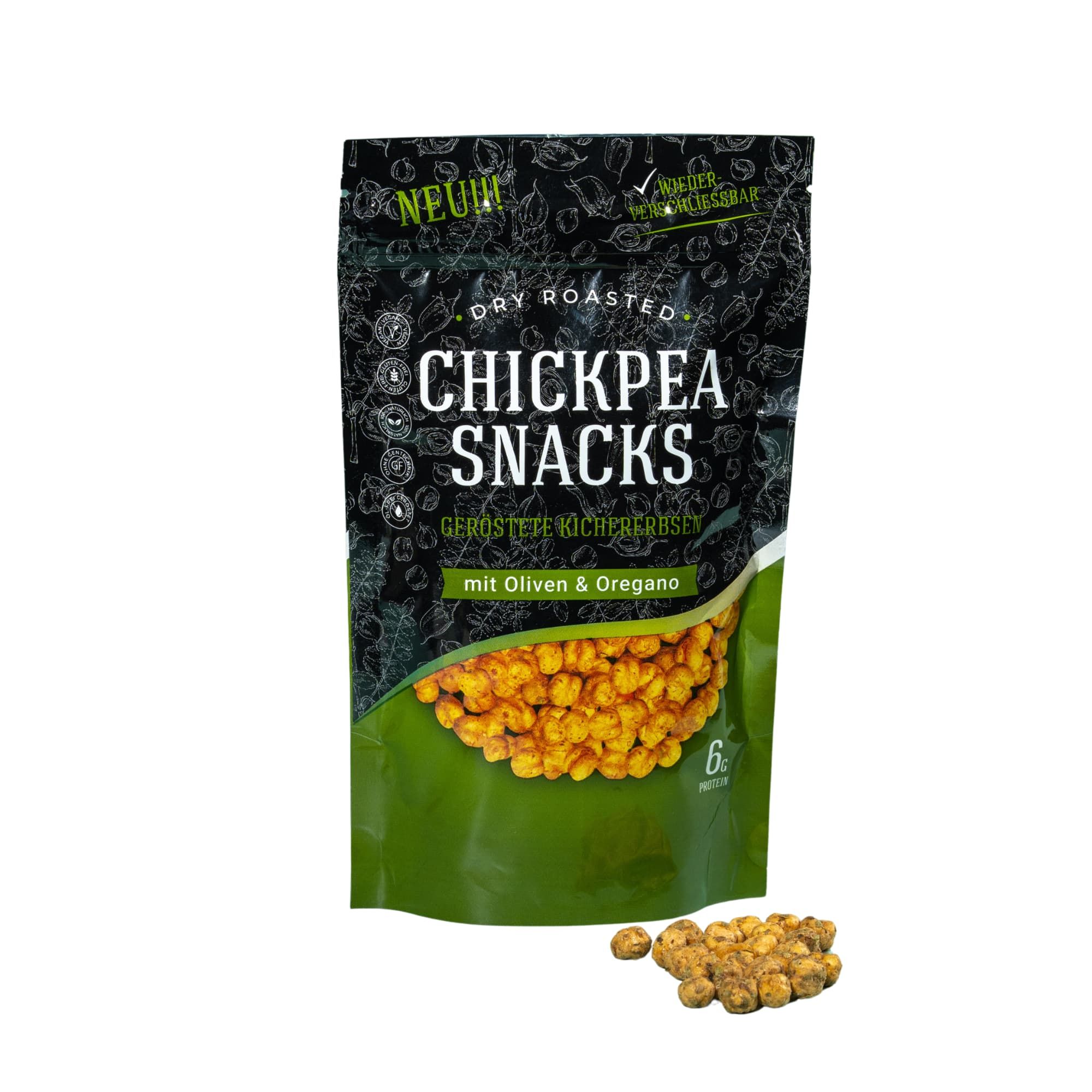Chickpea Snacks geröstete Kichererbsen Oliven & Oregano