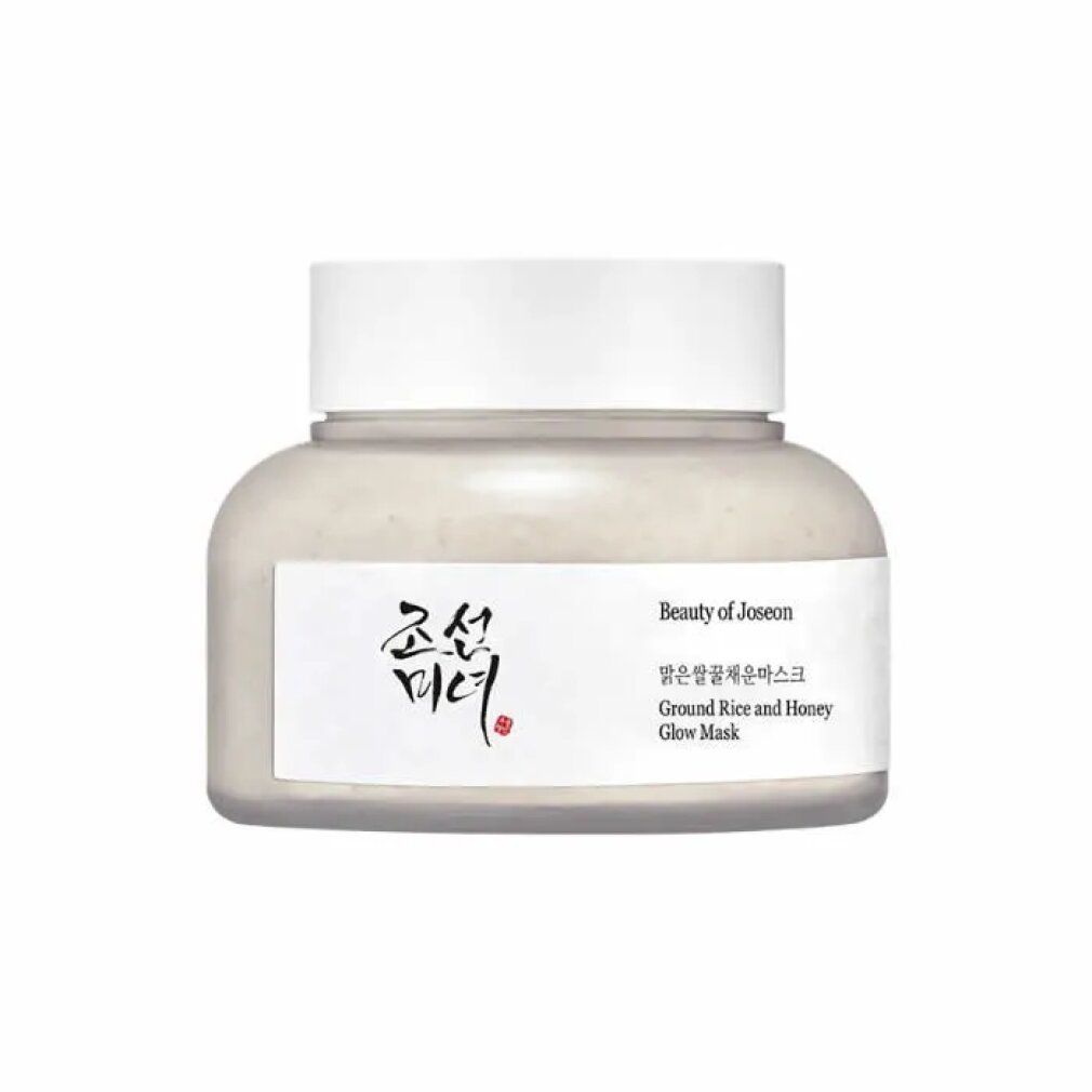 Tiegel mit Maske. Aufschrift: Ground Rice and Honey Glow Mask. Marke: Beauty of Joseon.