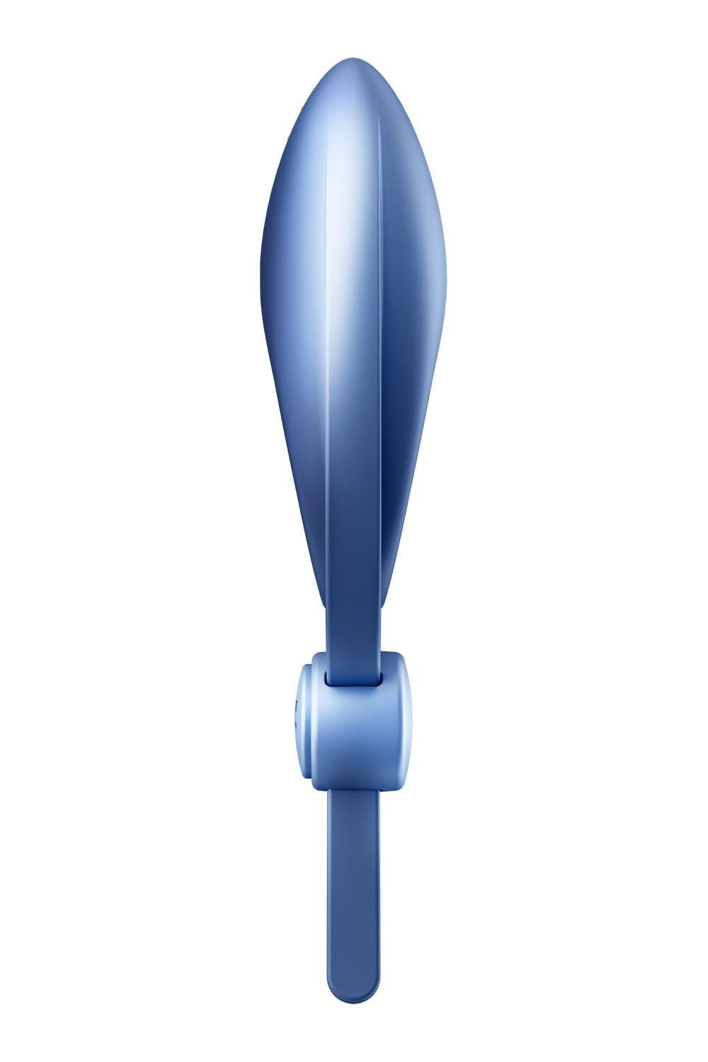 Satisfyer Sniper Ring Vibrator in Blau, Seitenansicht.