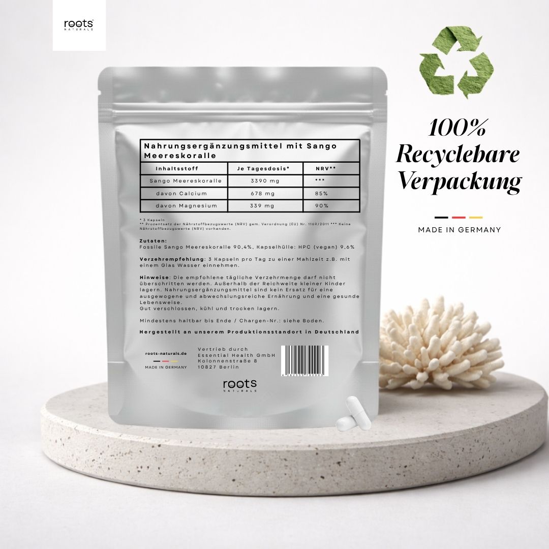 Sango Meereskoralle Kapseln (Sango Koralle Calcium + Magnesium) von roots NATURALS®