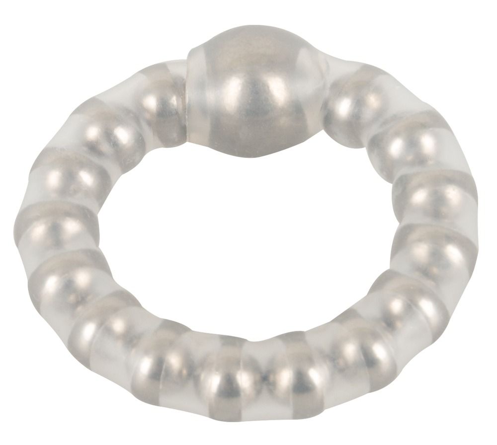 Maximum Metal Ring. Ring mit Perlen. Flexible, transparente Silikonbasis. Metallperlen.