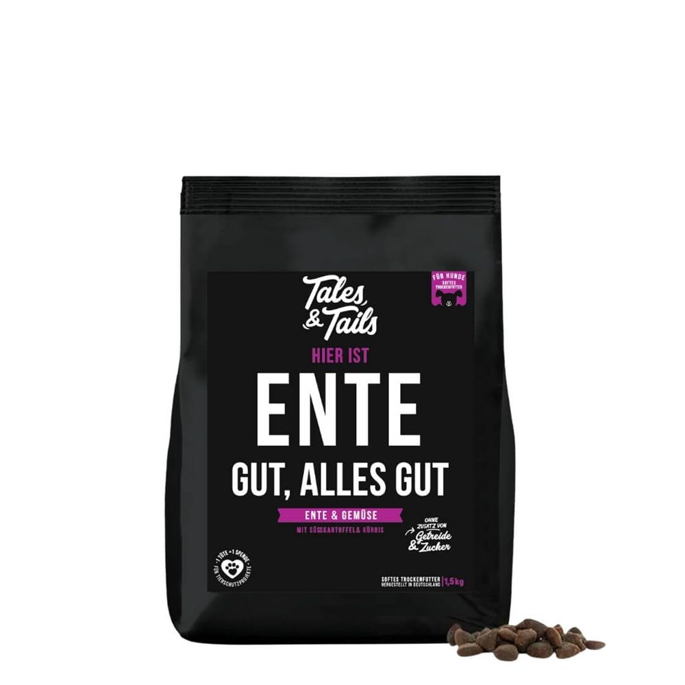 Tales & Tails Hier ist Ente gut, alles gut - Softes Trockenfutter mit Ente