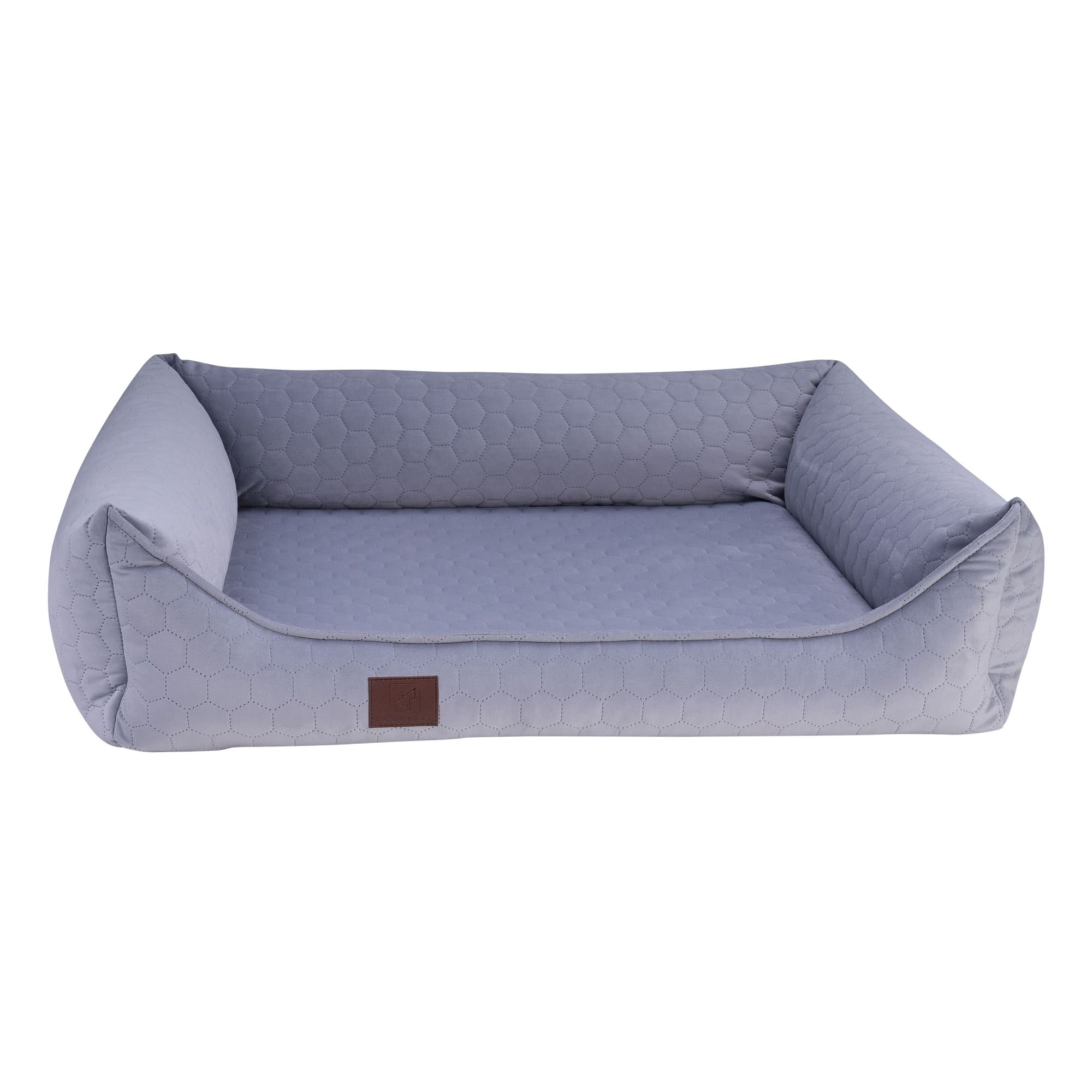 orthopädisches Hundebett "Snowy", samtiger Velours mit Prägung, Farbe Grau 70 x 55