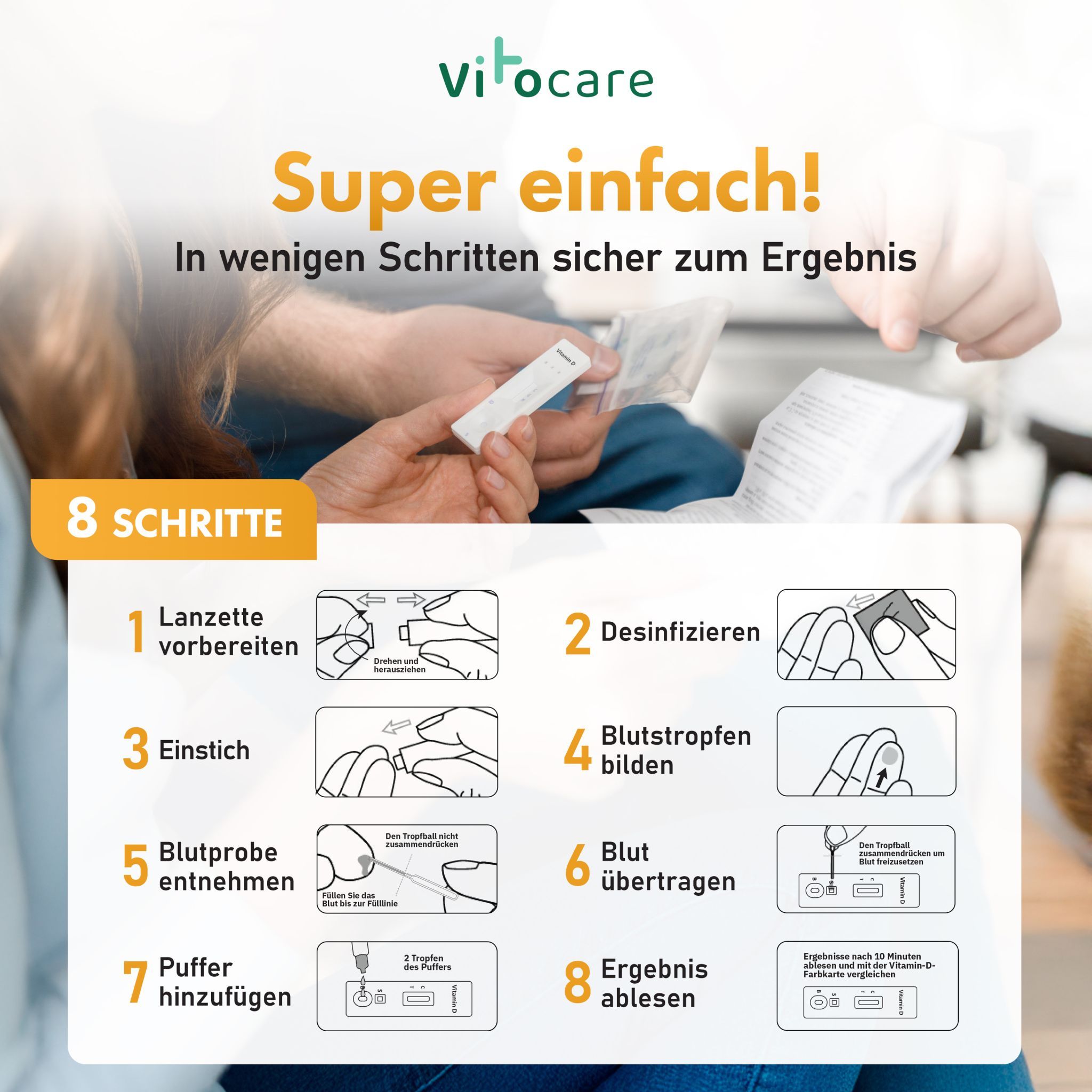 VITOCARE Vitamin D Test f. Zuhause | Vitamin D Mangel Selbsttest