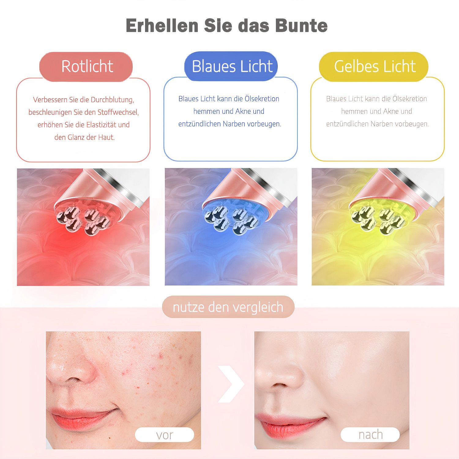 Anti Aging Augenmassagegerät  RF EMS, Wärme, Vibration, Ionenmikrostrom, Faltenreduktion