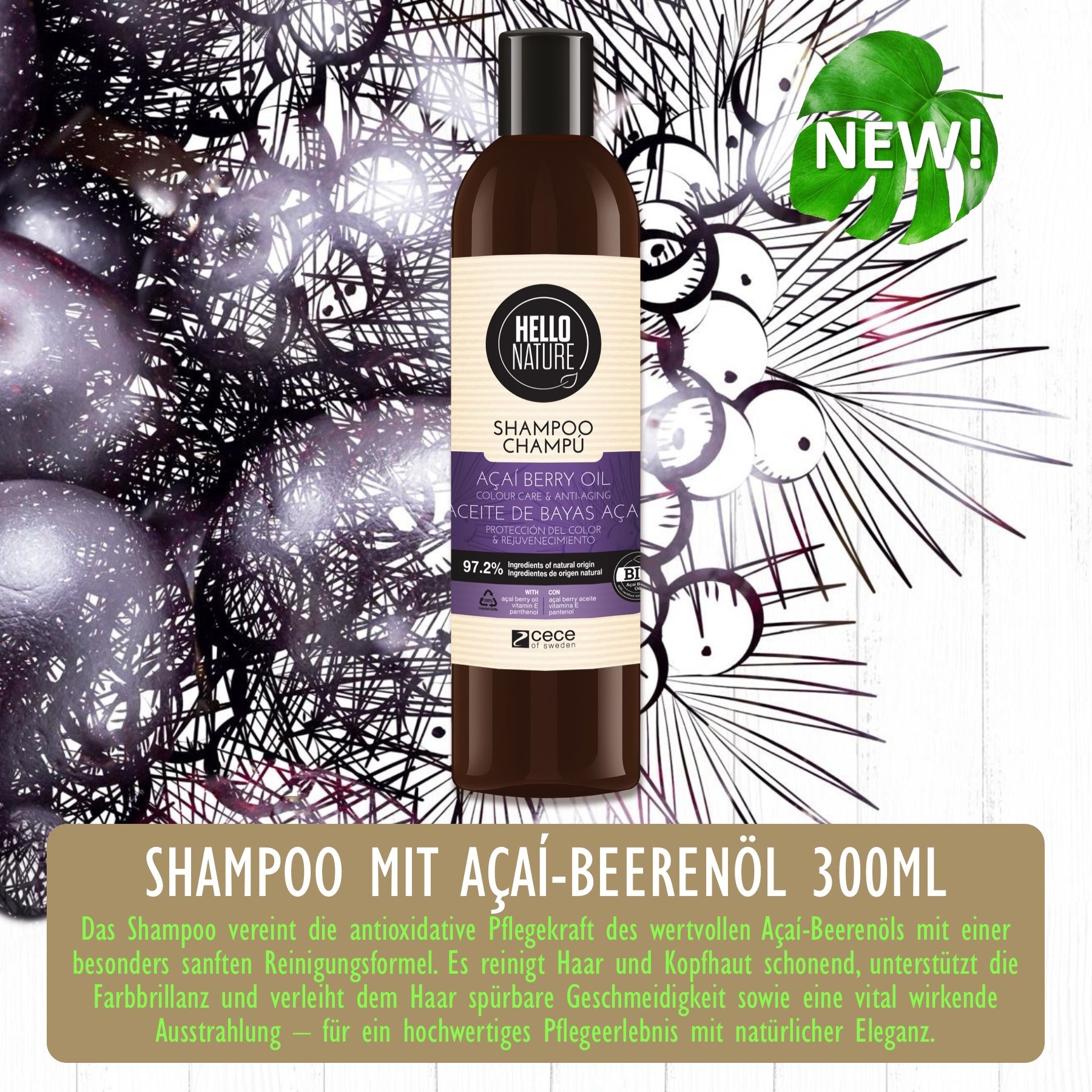 Hello Nature Haarshampoo mit Acai Beere für die Haarpflege