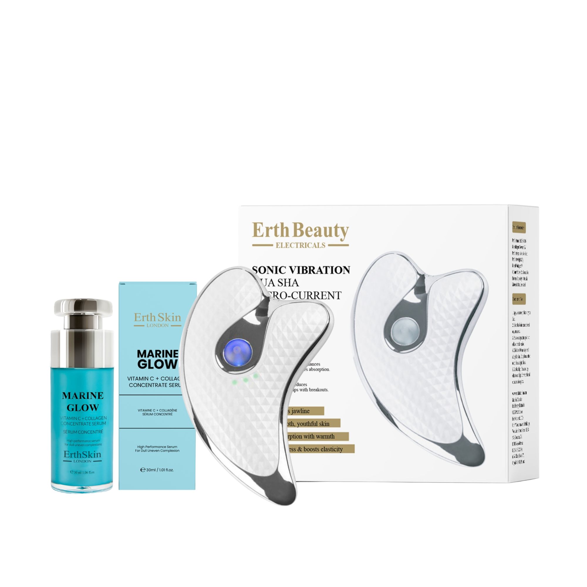 ErthSkin London Gua Sha Microcorrente Duo Vitamina C Collagene