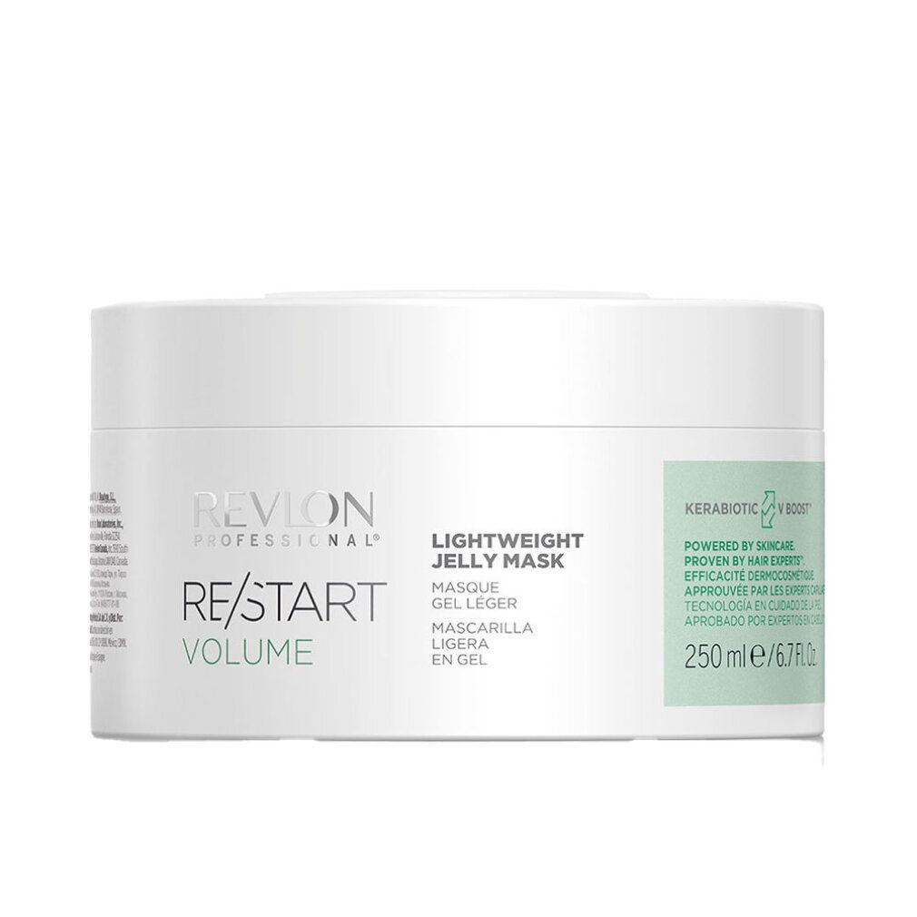 Weißer Tiegel mit Produktbezeichnung und Volumenangabe. Aufschrift: RE/START VOLUME, Lightweight Jelly Mask. Aufkleber mit Inhaltsangabe.