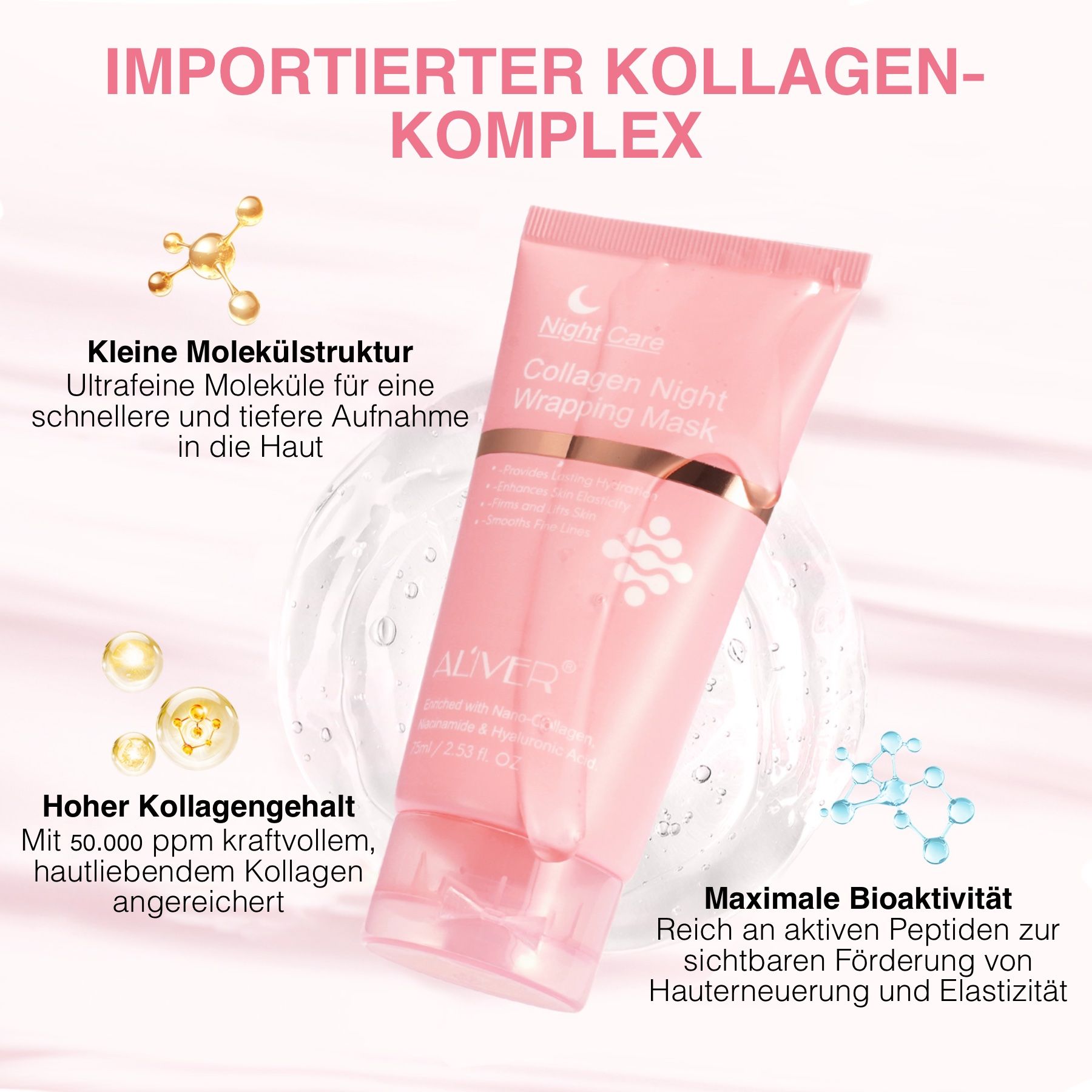 ALIVER Collagen Maske Nachtmaske Night Wrapping Mask Peel off mit Pinsel