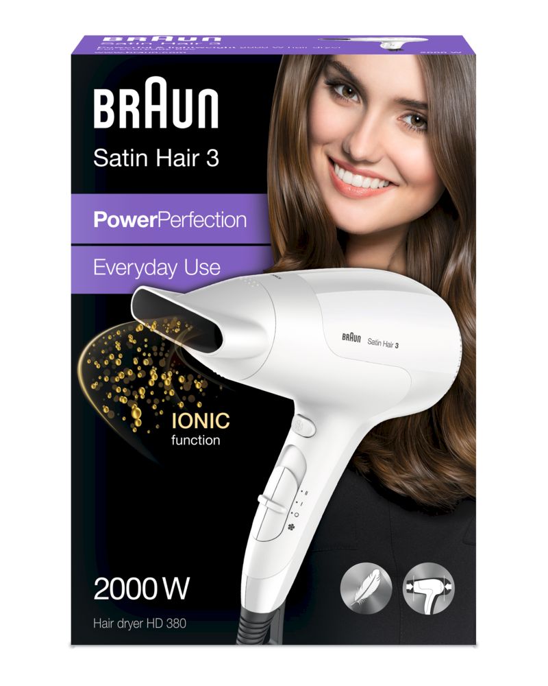 Braun - Haartrockner "Satin Hair 3 HD 380 Power Perfection solo" in Weiß