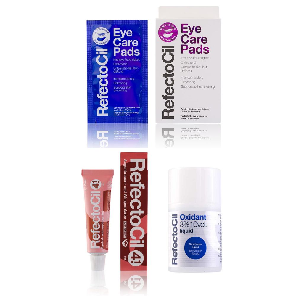 Refectocil Wimpernfarbe rot 4.1 & Oxidant flüssig 3% Eye Care Pads Set 15 ml Creme