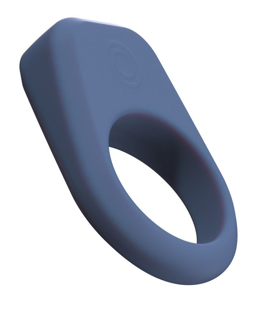 Blauer Ring mit quadratischer Form. Oben ist ein rundes Bedienelement zu sehen.