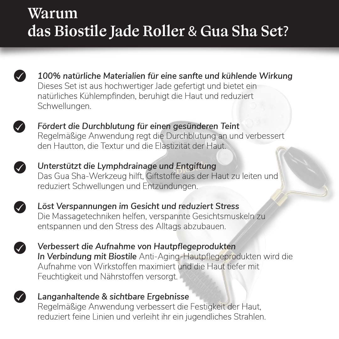 Biostile Gesichtsmassage-Set (mit Rolle und Gua Sha-Stein)