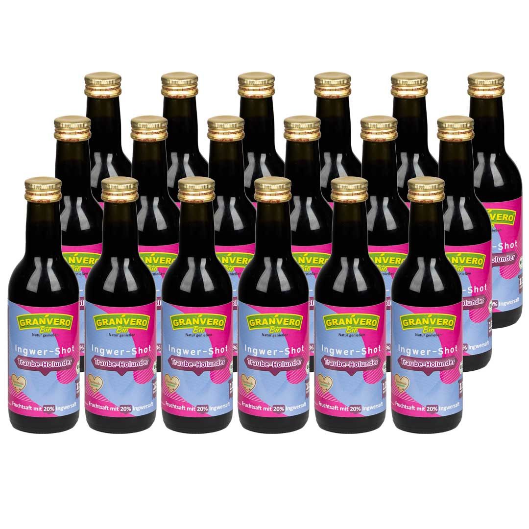 Mehrere Flaschen mit goldfarbenen Verschlüssen. Etiketten mit Produktnamen und Logo. Pinkfarbener Hintergrund.