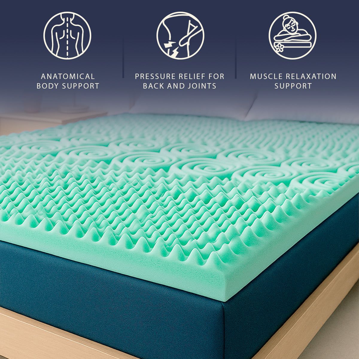 The White Stone Matratzentopper 90x190 aus Memory Foam Breeze mit 9 Zonen | Höhe 5 cm