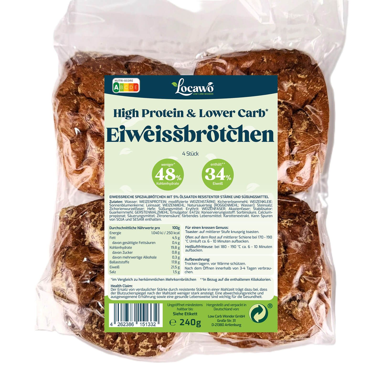 Locawo Low Carb Eiweissbrötchen 240 g