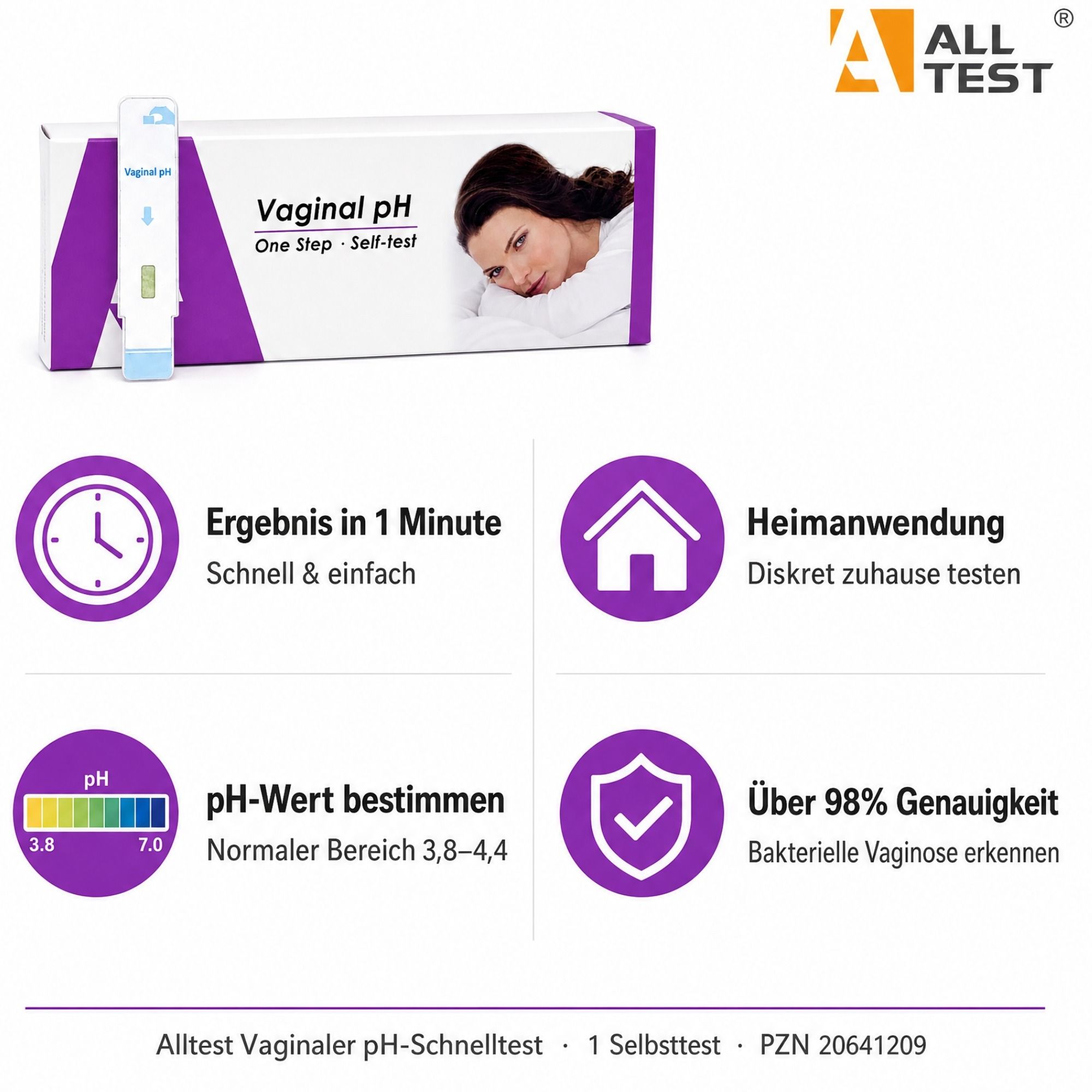 ALLTEST Vaginaler pH Schnelltest zur Selbstanwendung