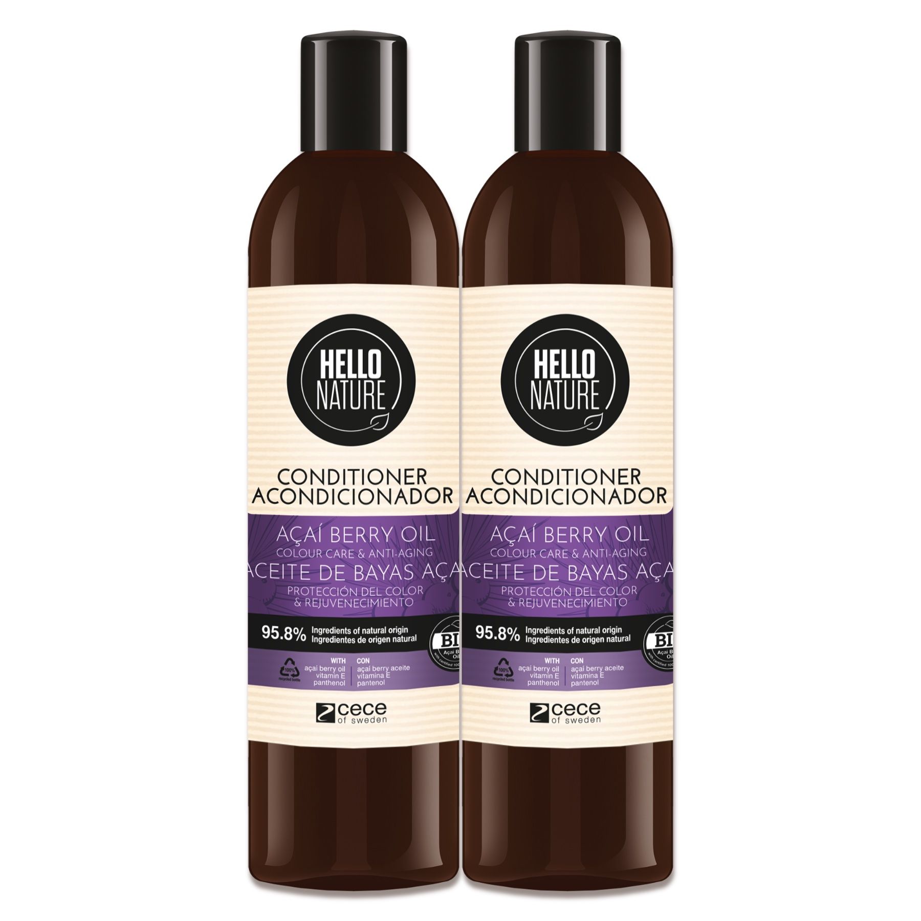 Hello Nature Haarspülung mit Acai Beere für Haarpflege Regeneration 2x300 ml