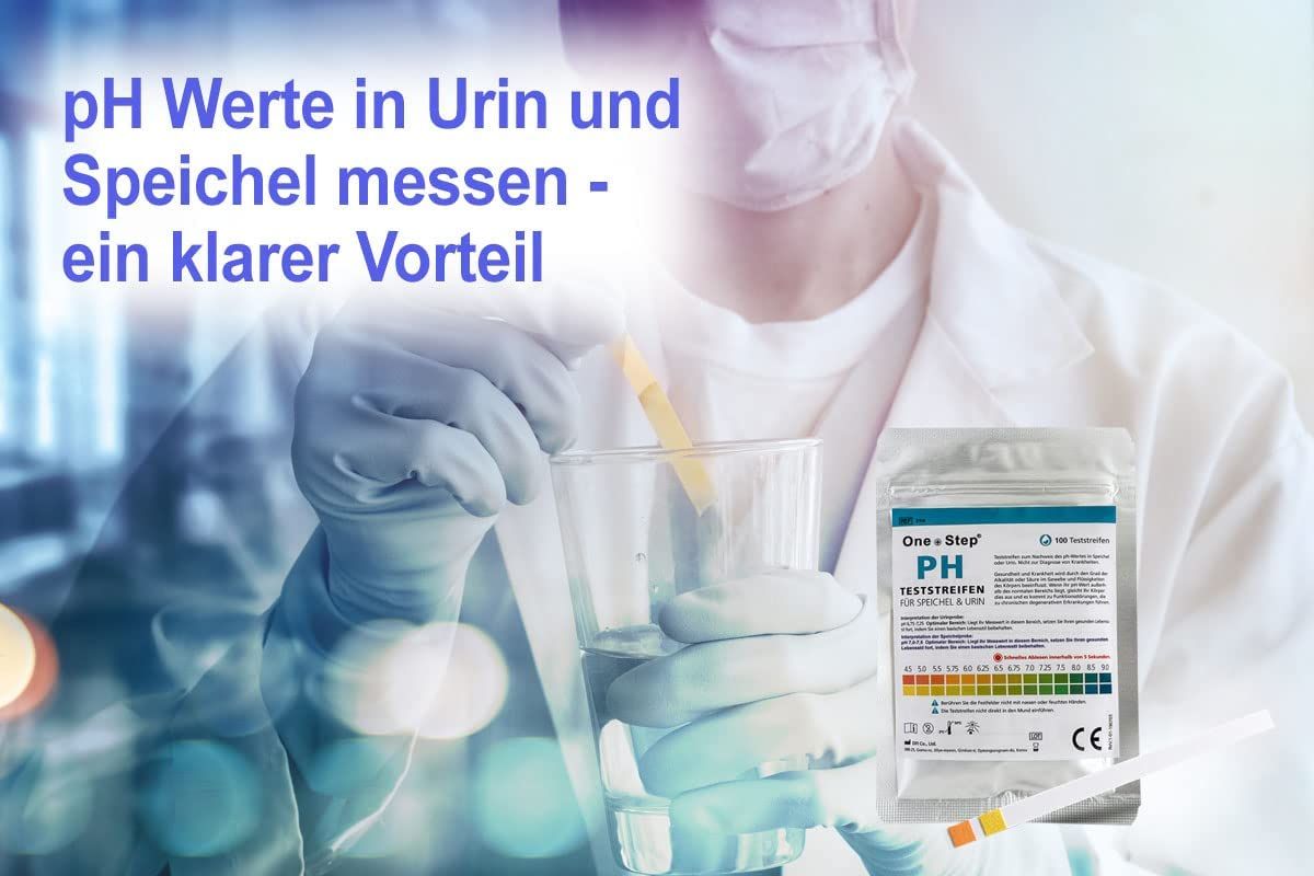 100 One+Step pH Teststreifen für Urin UND Speichel - Selbsttest zur Ermittlung des ph Werts St