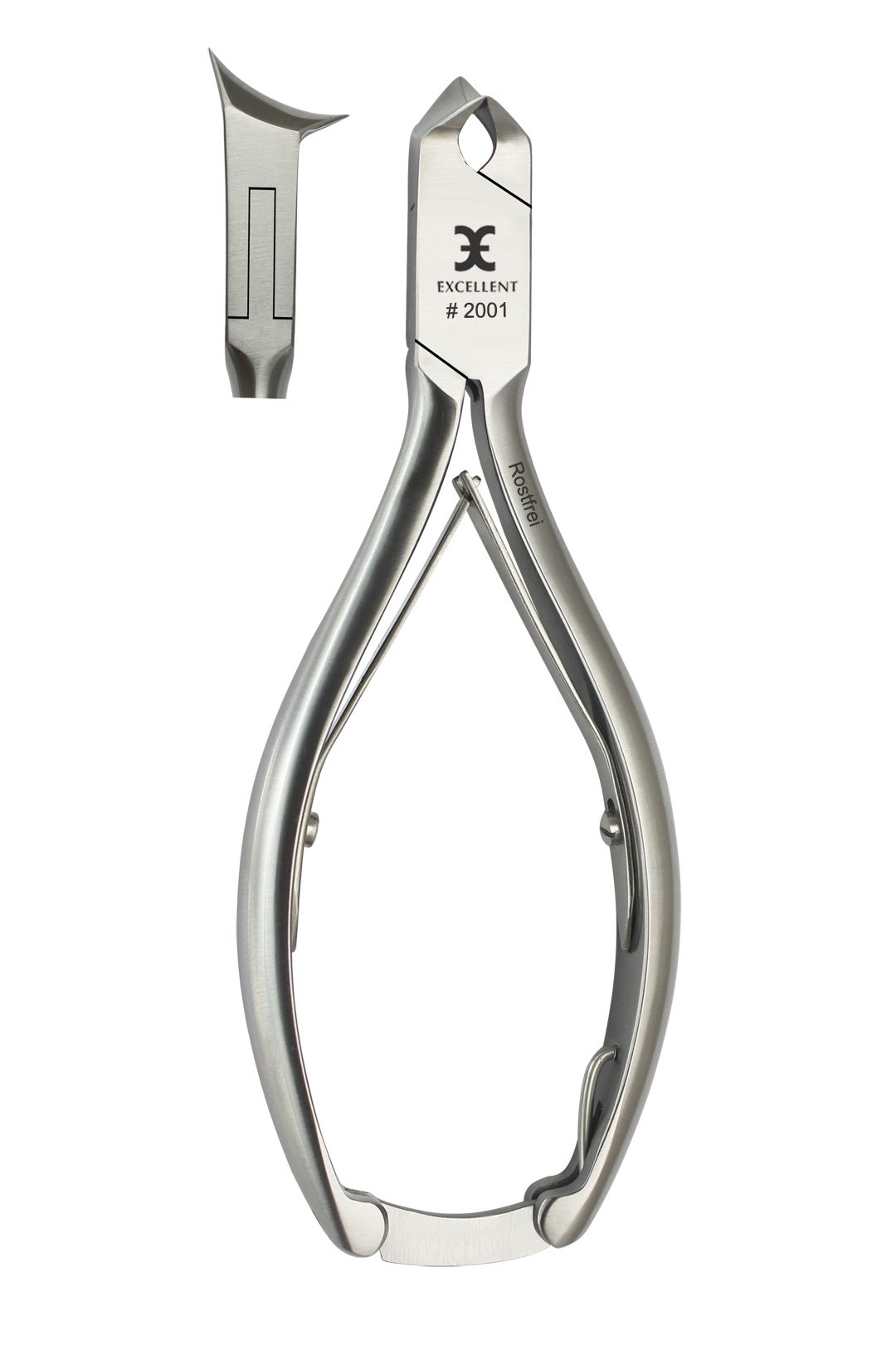 Nagelzange aus Metall. Mit dem Schriftzug "EXCELLENT #2001" und "Rostfrei".