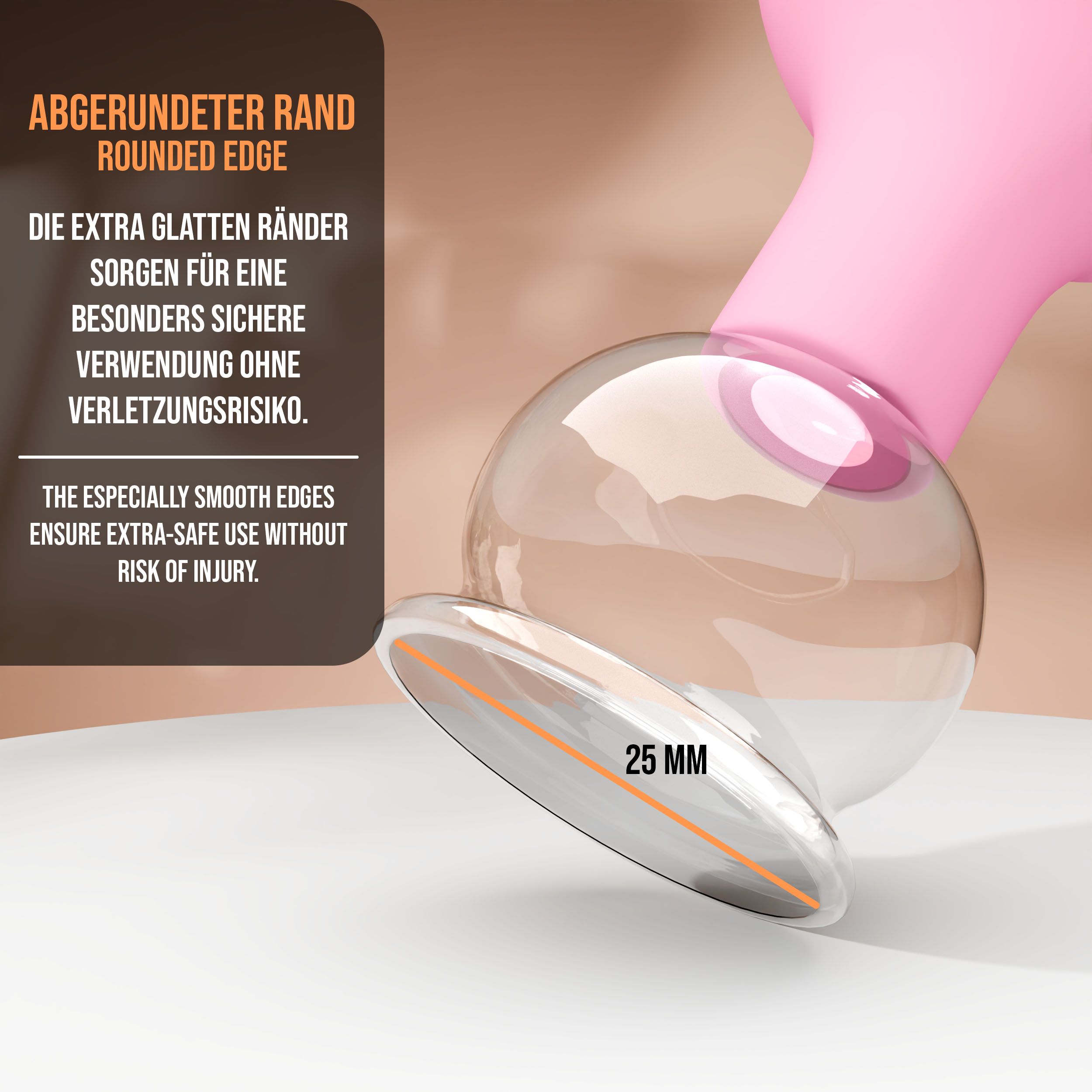 Pulox Schröpfglas aus Echtglas mit Saugball - 25mm in Pink