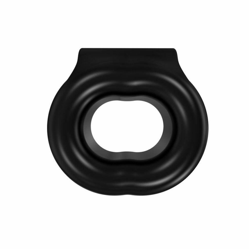 Schwarzer Ring mit ovaler Öffnung. Aus Gummi.