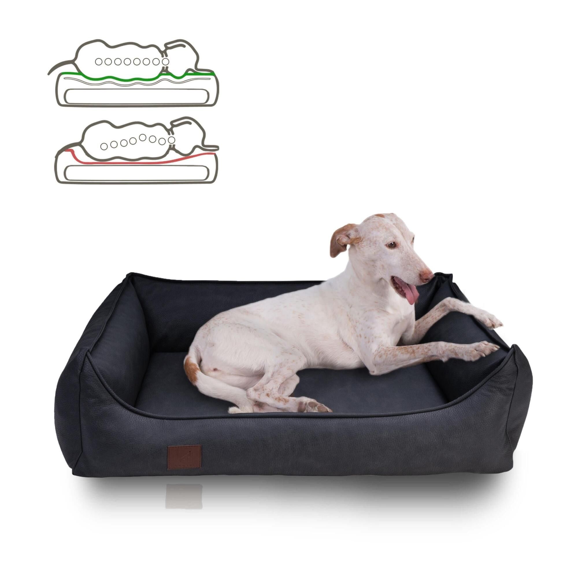 orthopädisches Hundebett 'Rocco', Kunstleder besonders robust, Farbe Anthrazit 110 x 90