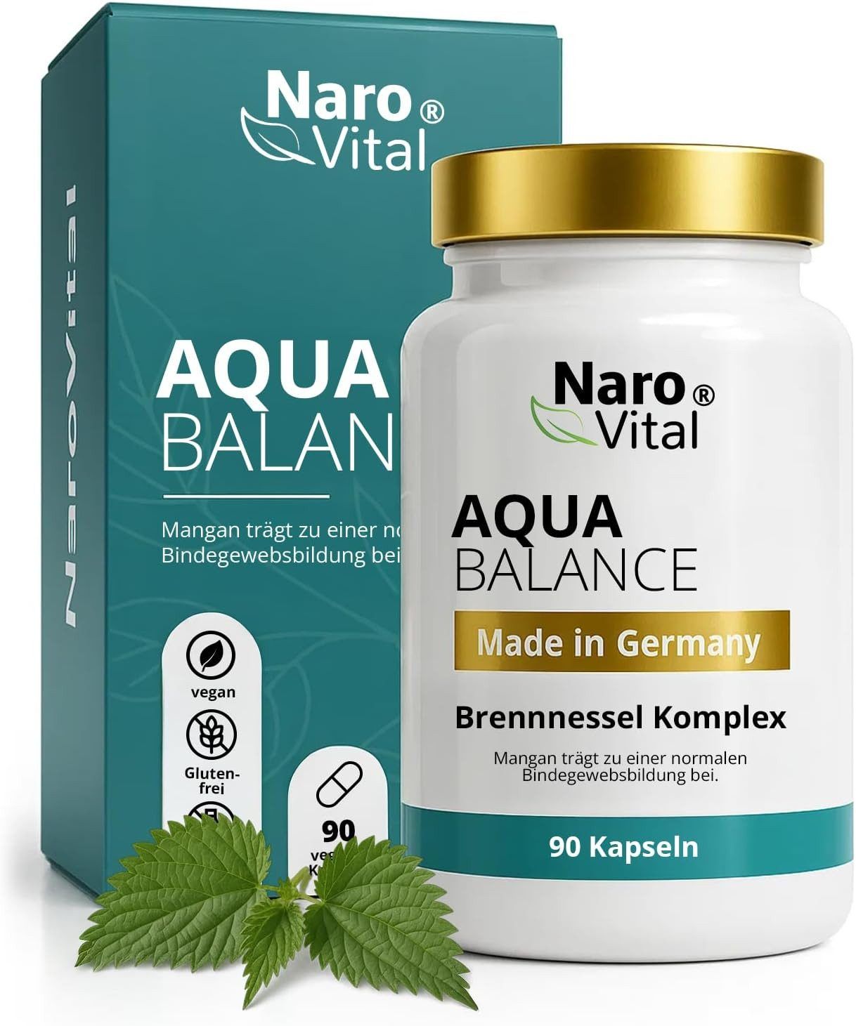 NaroVital: Aqua Balance - Entwässerungstabletten Brennesselkapseln gegen Wassereinlagerung 90 St Kapseln