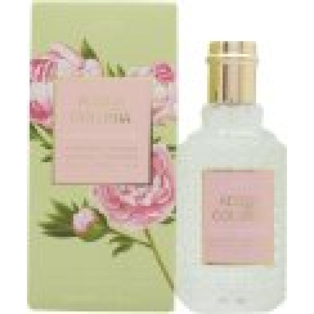 Acqua Colonia Flakon und Karton mit Pfingstrosenmotiv.