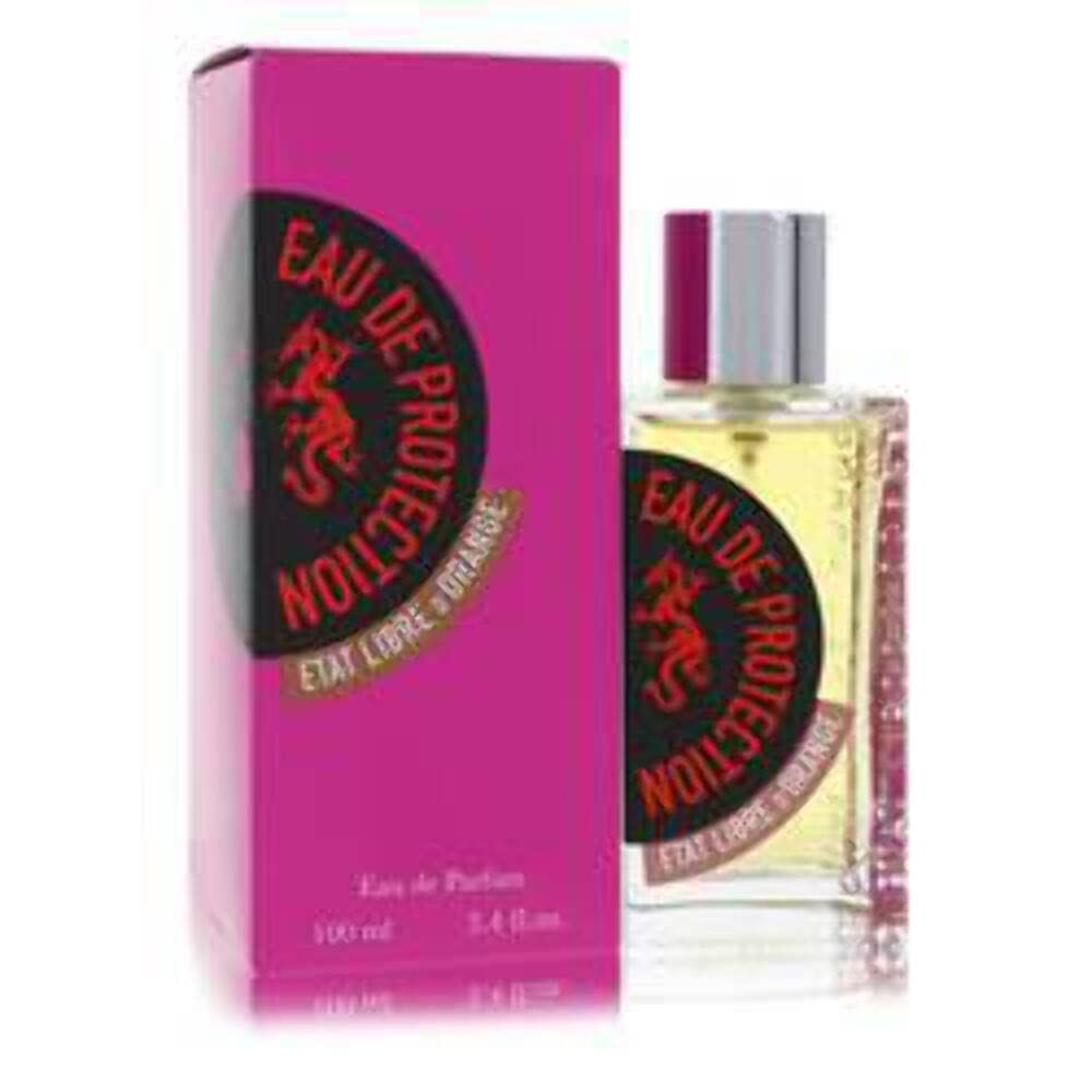 Rosa Schachtel und Flakon. Aufschrift: Eau de Protection, Etat Libre d'Orange. Flakon mit silbernem Verschluss. 100 ml.