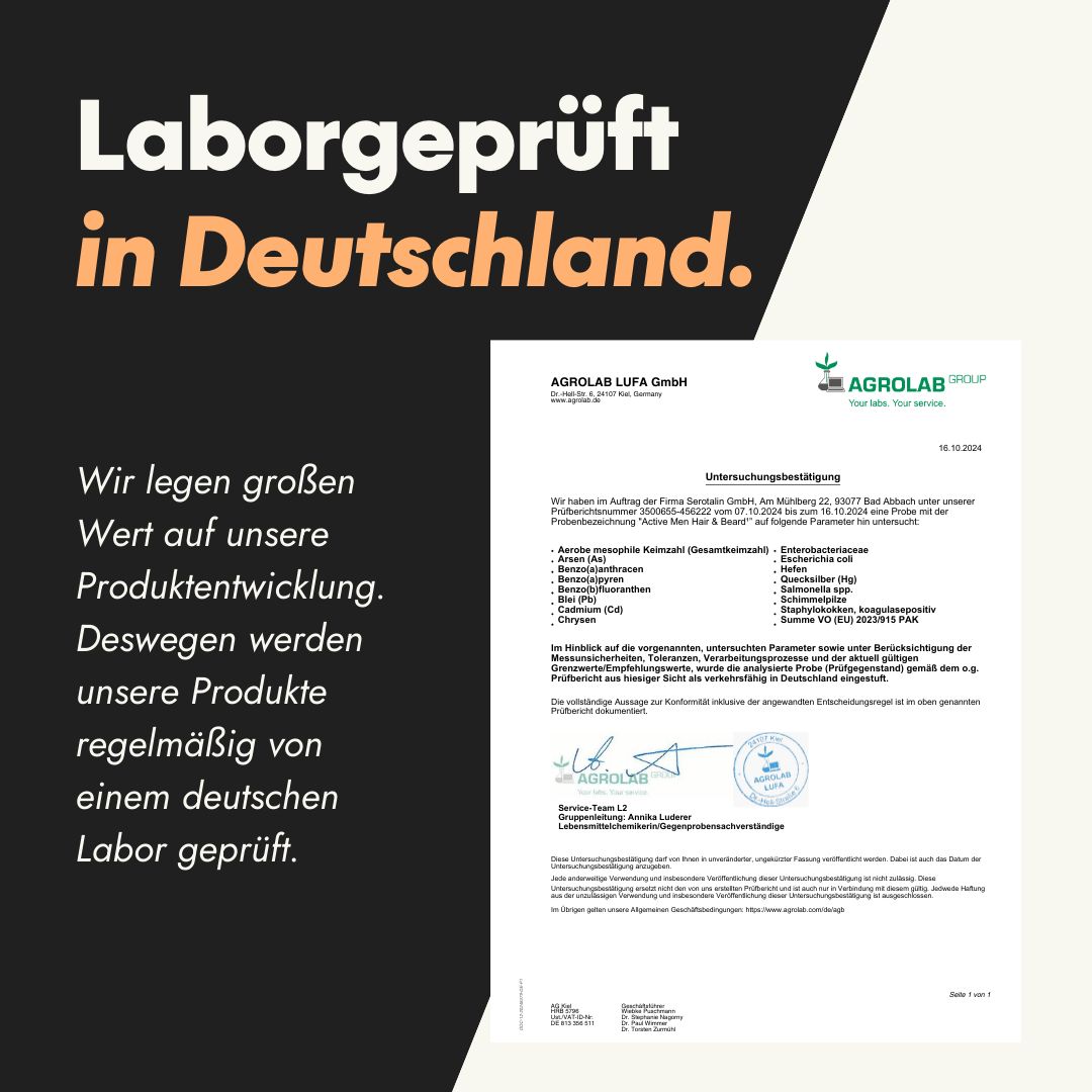 serotalin® ACTIVE Hair + Beard | 60 Kapseln | Biotin hochdosiert mit L-Carnitin & Silica | Vegan