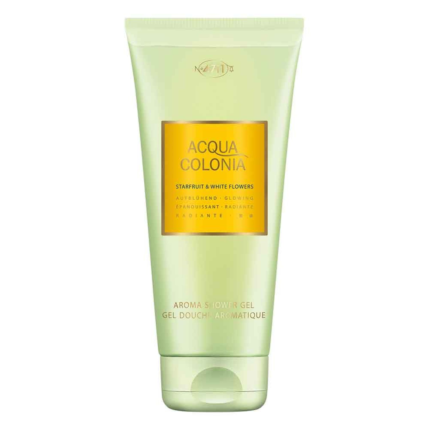 Grüne Tube. Aufschrift: Acqua Colonia, Starfruit & White Flowers. Aroma Shower Gel.