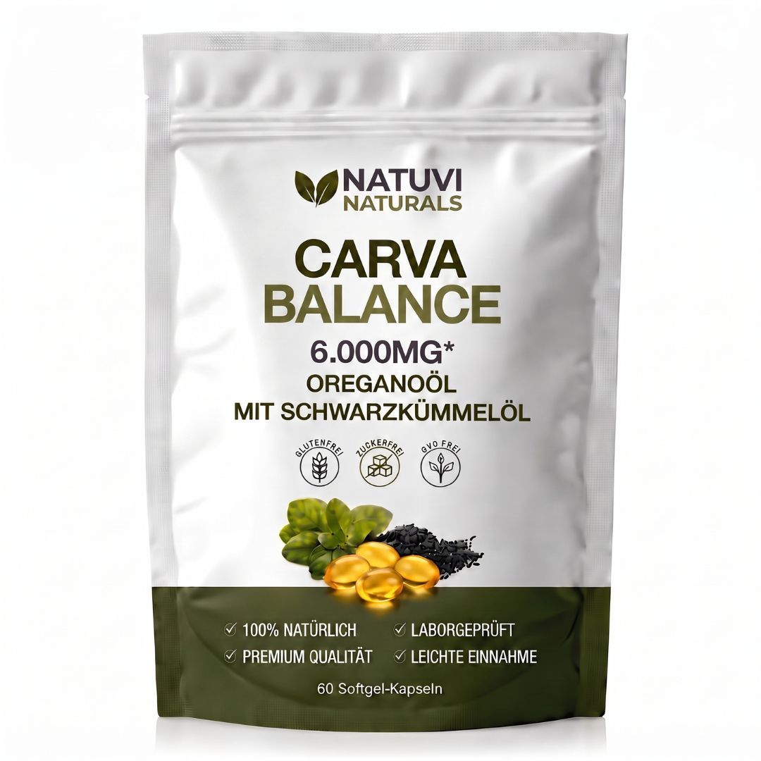 Natuvi Naturals Carva Balance Oreganoöl Kapseln mit Schwarzkümmelöl 60 St Weichkapseln
