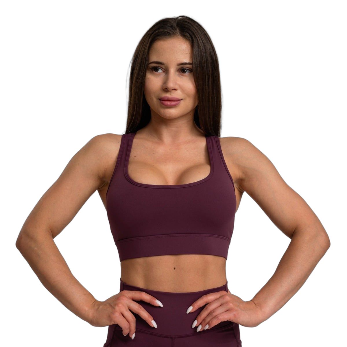 GymBeam Sport-BH Damen Mesh-Panel mit breiten Trägern in Eggplant 1 St