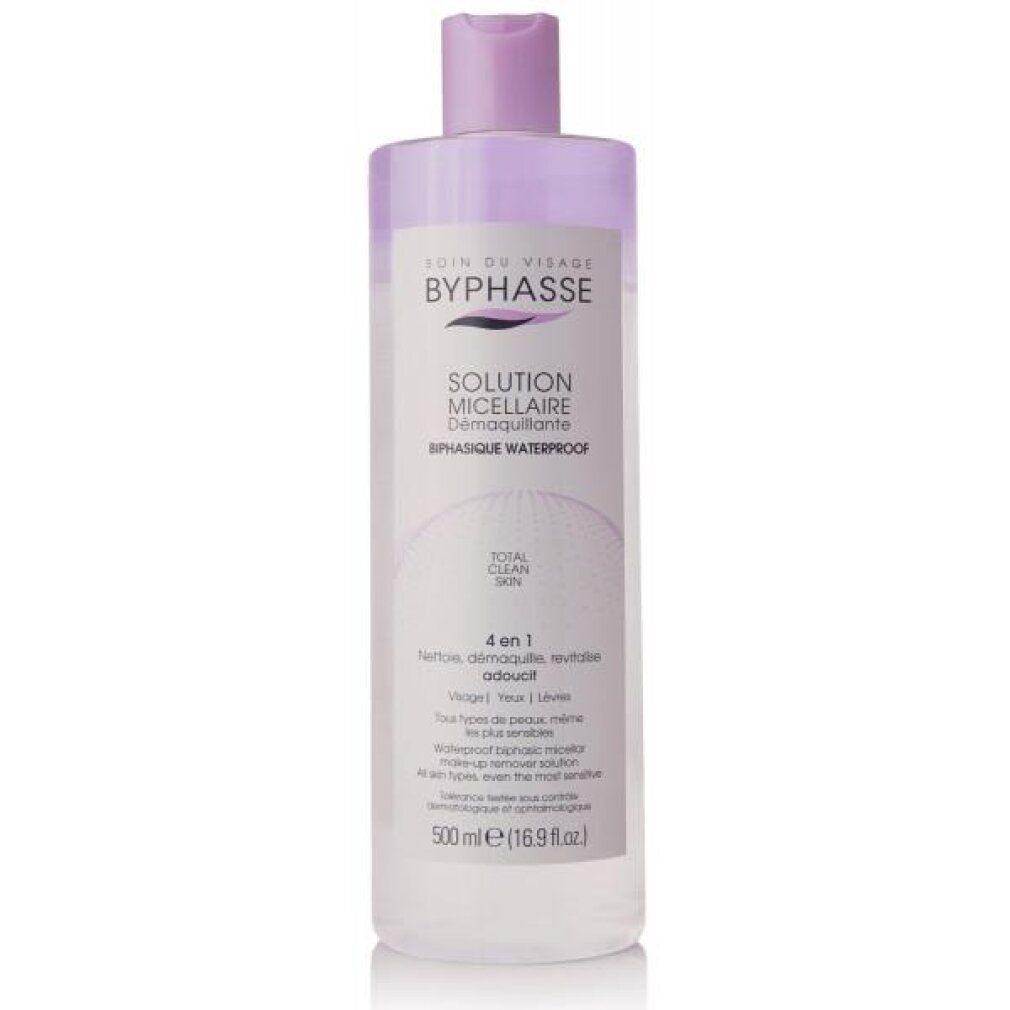 Byphasse Mizellenwasser, 500 ml Flasche. Für wasserfestes Make-up.