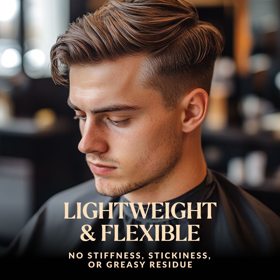 Mann mit leichtem, flexiblem Haarstyling ohne Steifheit.