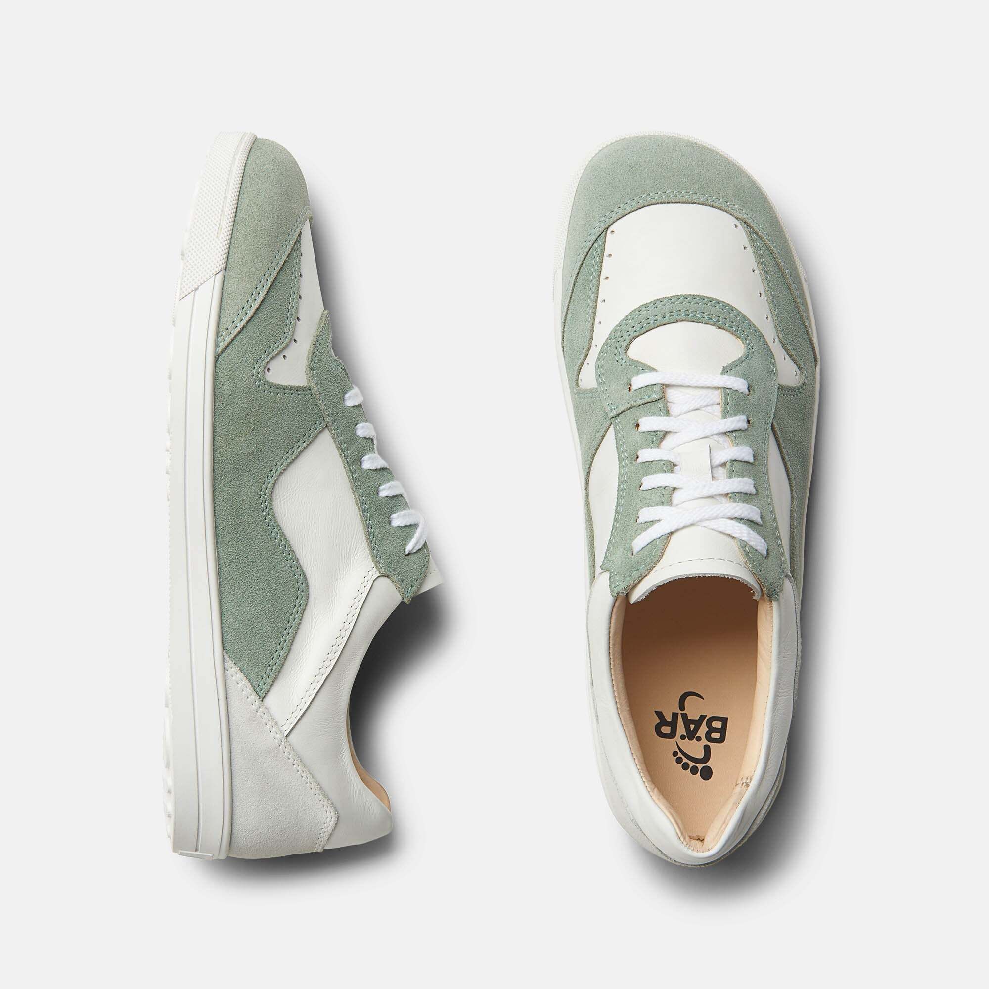 BÄR Schuhe Alea Damen Schnürer, weiß und hellgrün, Oberansicht.