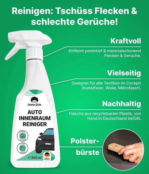 Emma Grün® Auto Innenreinigung Set mit Reiniger & Pflege