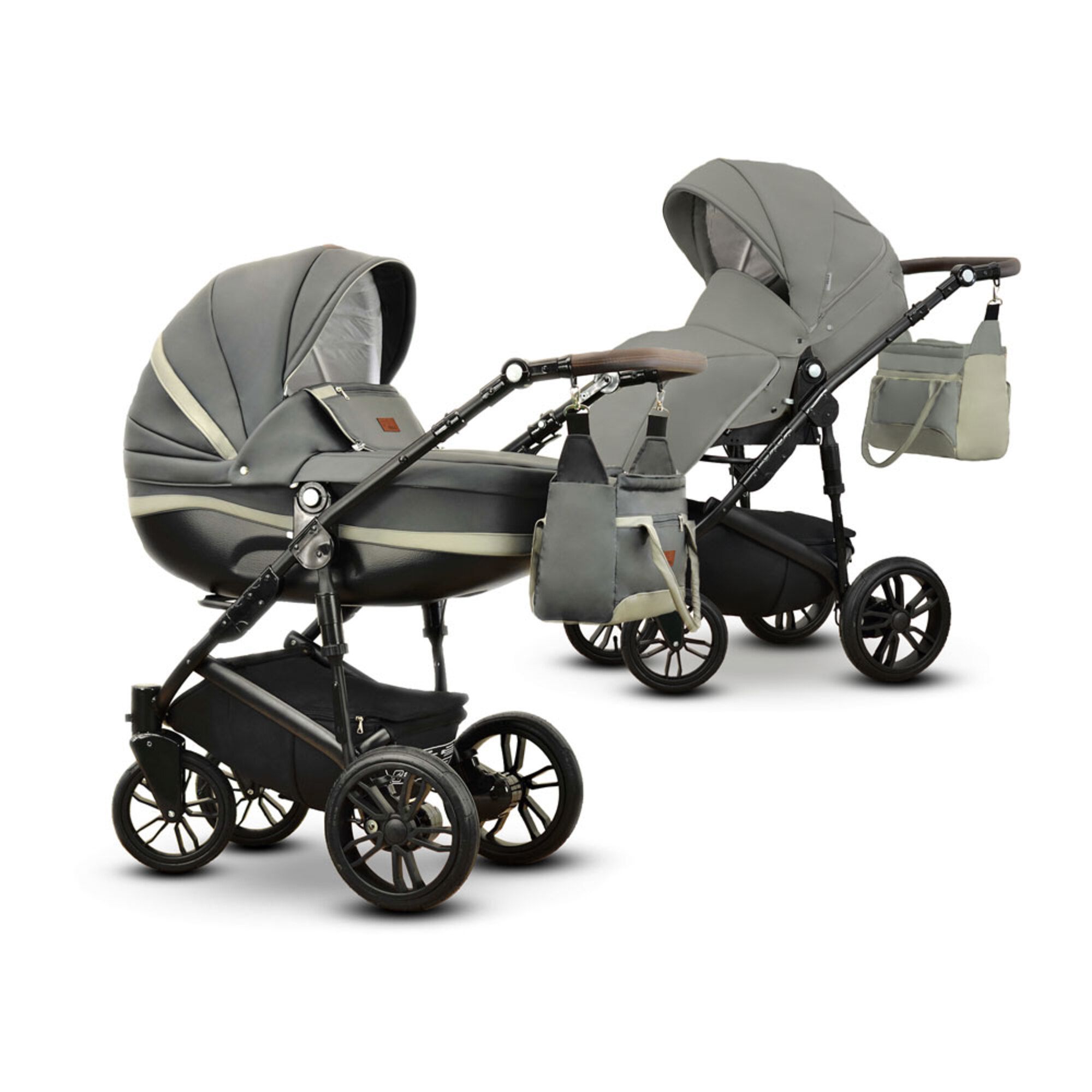 Friedrich Hugo Savior 2 in 1 Kinderwagen, Grau (Kunstleder) Gel