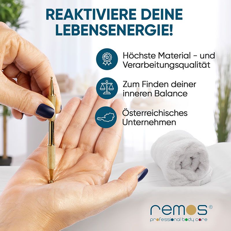 REMOS Akupressurstift, 10cm, vergoldet, Ø1.5/3.5 mm
