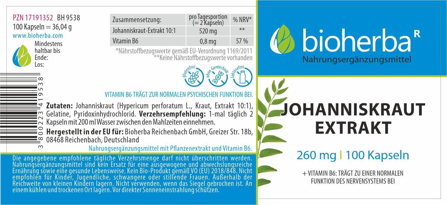 Bioherba Johanniskraut Extrakt Kapseln