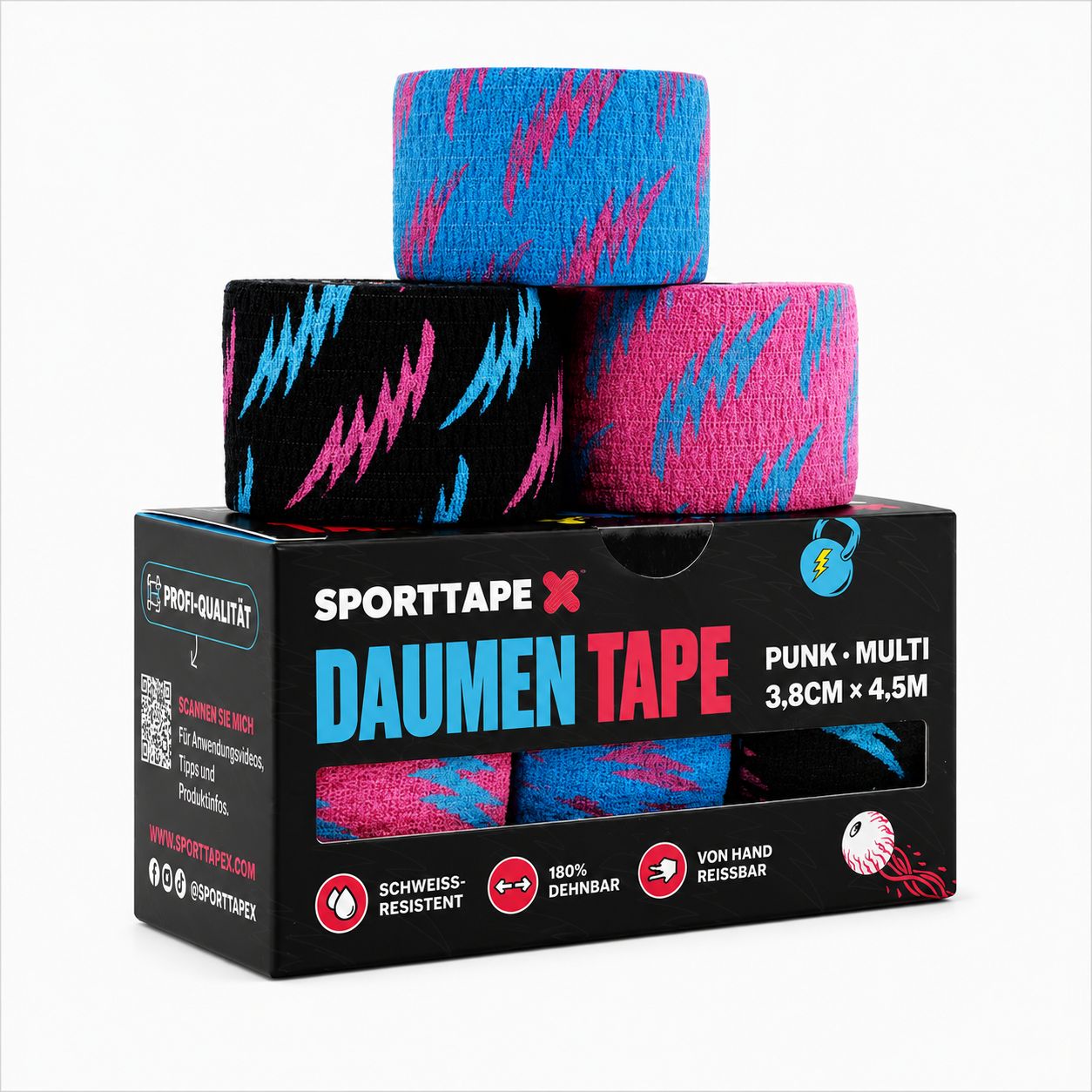 Hand um eine Hantelstange mit robustem Gewichtheber-Tape.