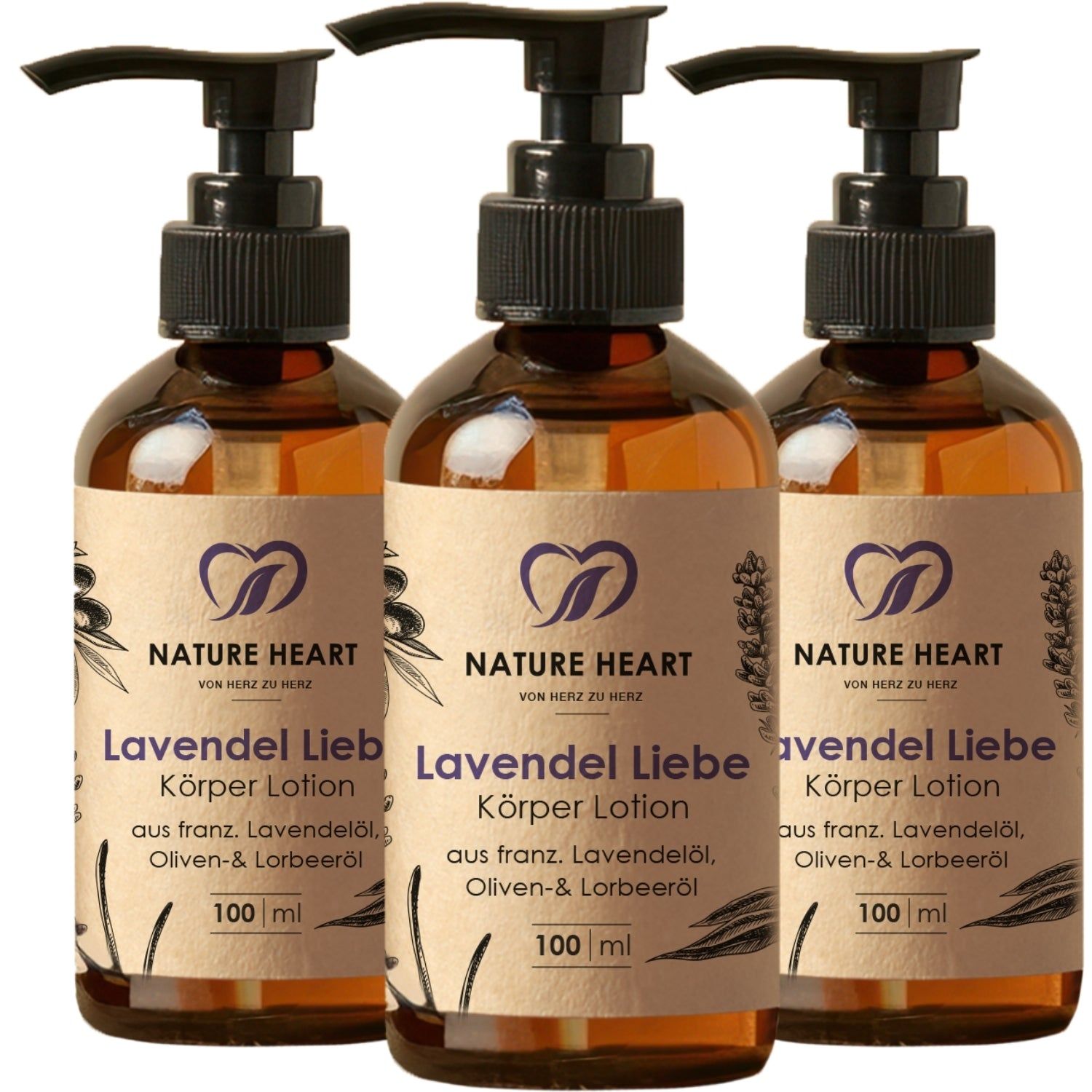Nature Heart Lavendel Liebe Körperlotion 3x100 ml