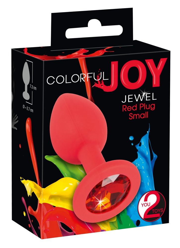 Verpackung von Colorful Joy. Analplug mit Schmuckstein. Produktname und Abbildung.