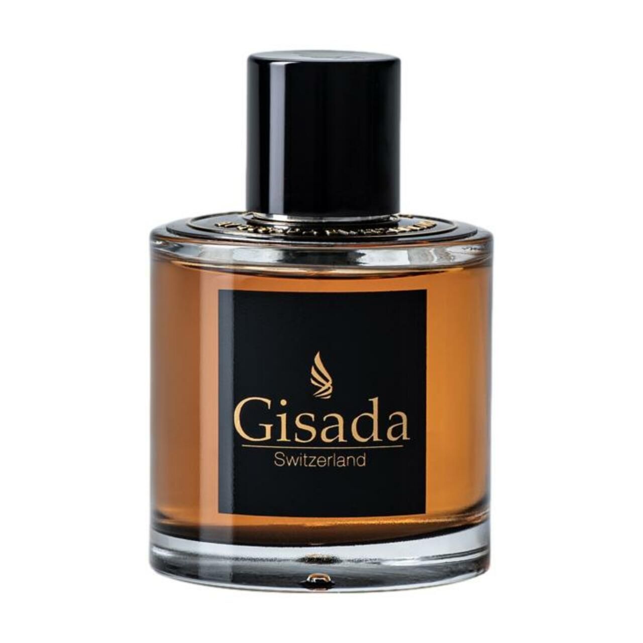 Gisada Ambassador For Men Eau de Parfum Natural Spray in einem Glasflakon mit schwarzem Verschluss.