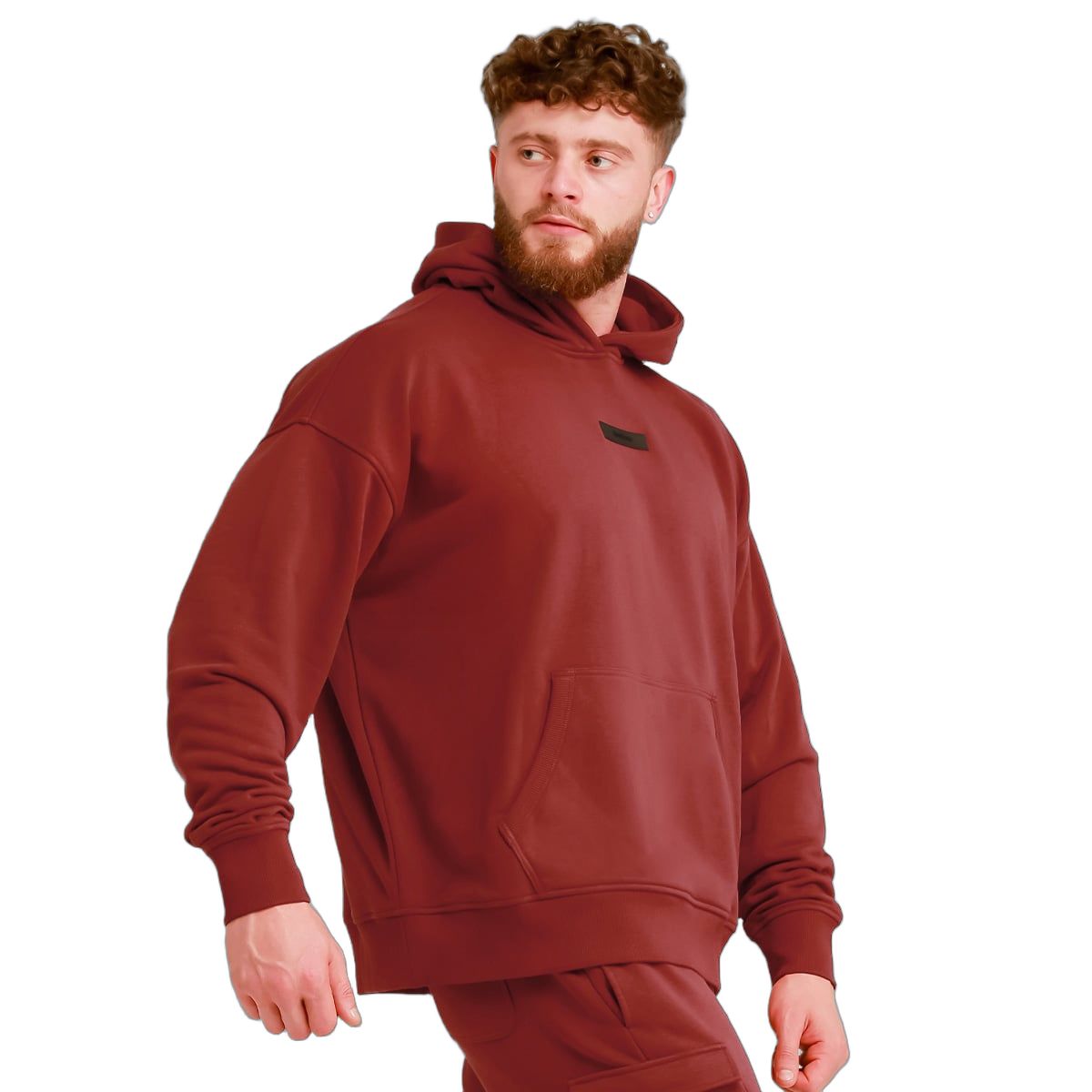 GymBeam Hoodie Herren Oversized mit Kapuze und Kängurutasche in Rot