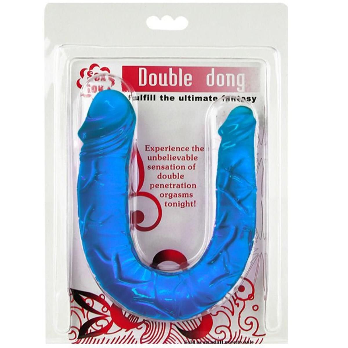 Blauer Doppeldildo für 2in1 Stimulation | strukturiert, geädert in Hufeisenform | Baile