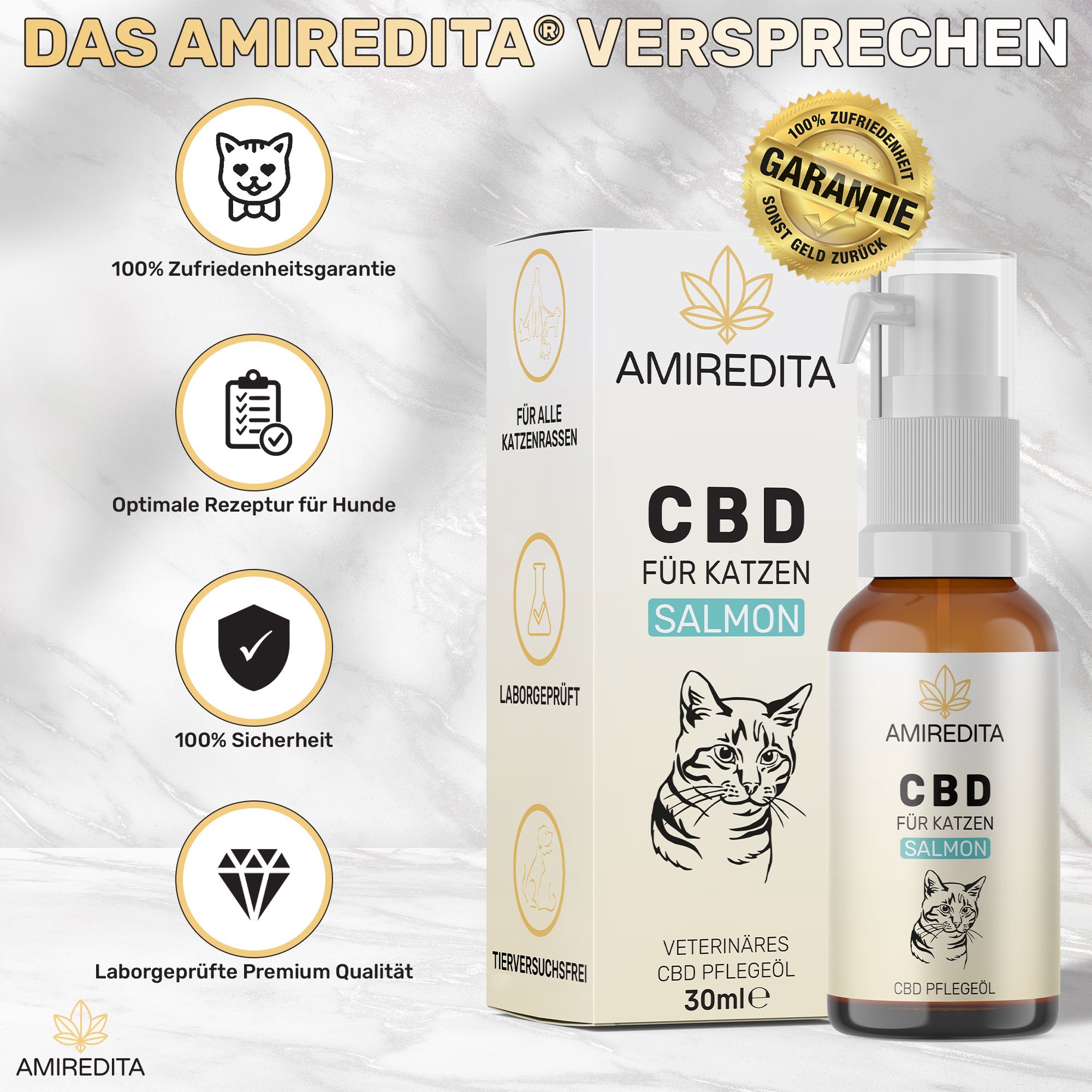 Amiredita CBD Öl Katzen 750mg - Lachsroma