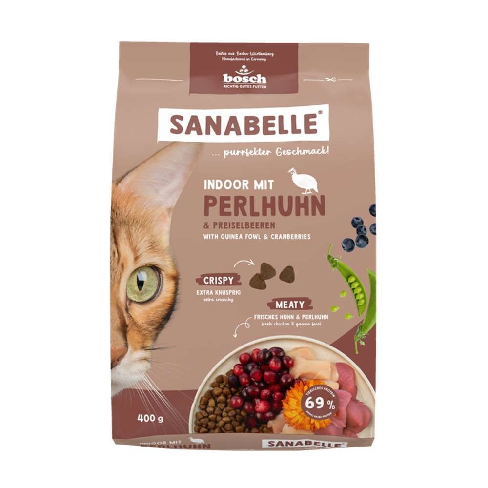 Sanabelle Indoor mit Perlhuhn 0,4 kg Futter